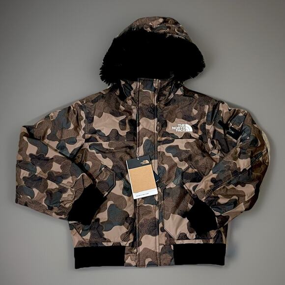 THE NORTH FACE Boy’s Gotham Goose Down Jacket Parka TNF Black Camo M (10) NWT - Picture 2 of 9